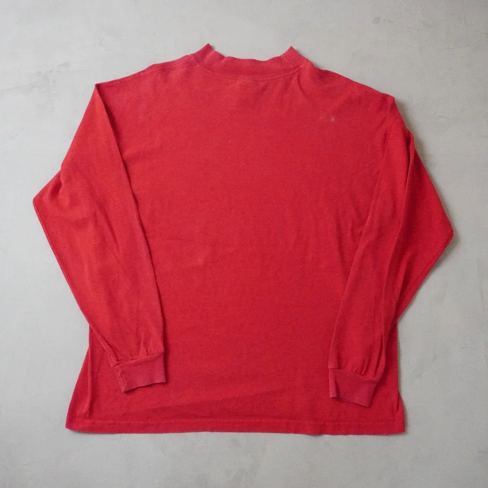 Vintage Adidas Mock Neck Long Sleeve T-Shirt XL Mens Red Embroidered Logo 90s